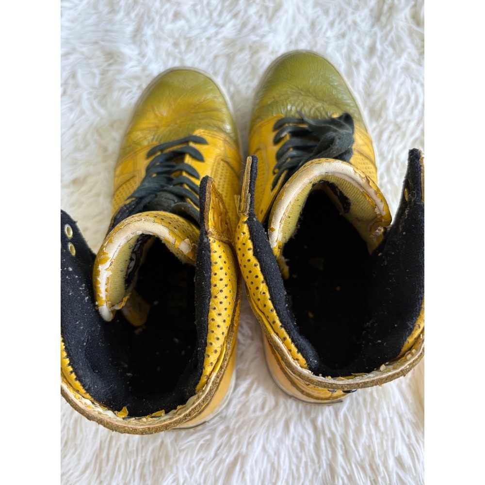 Justin Bieber Supra High Top Sneakers Yellow Green Leather Skate Shoes US 7.5‎ - Picture 7 of 8
